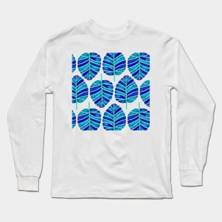 Blue Alocasia pattern Long Sleeve T-Shirt